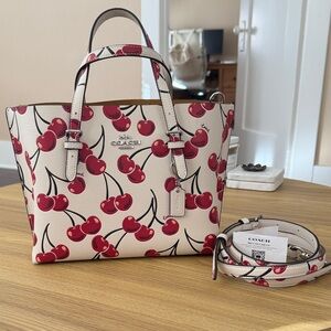 Coach Cherry Print Tote - Cream and Red